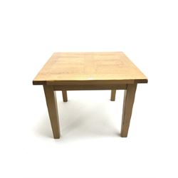 Square solid oak dining table, square tapered supports 
