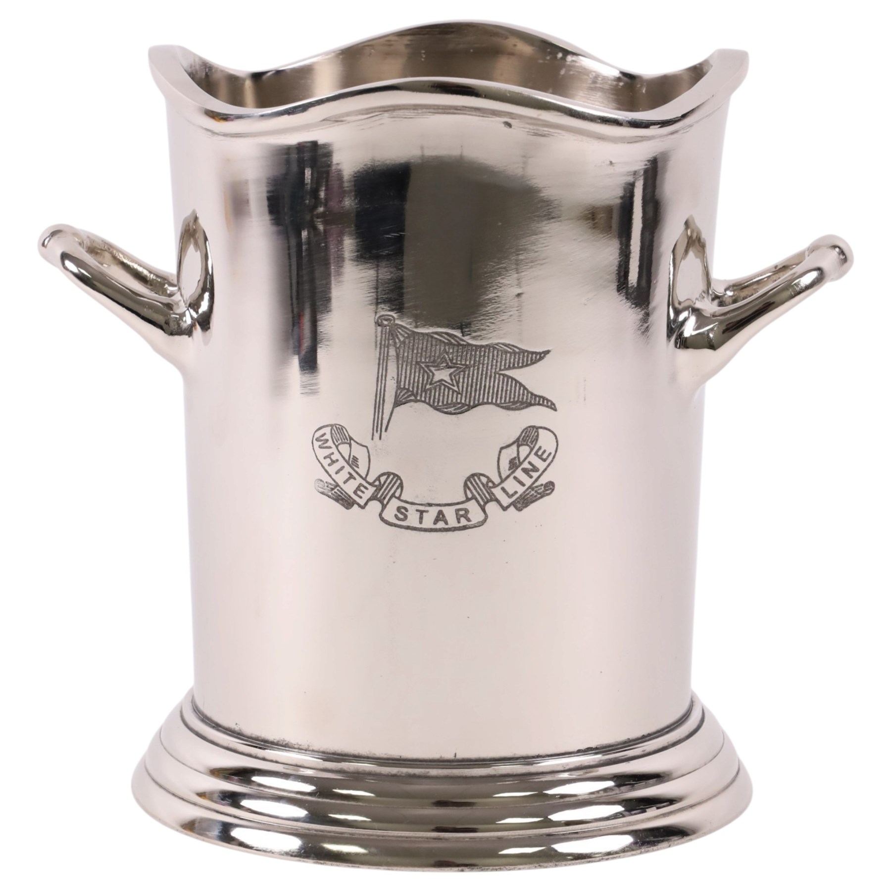 Twin handled reproduction White Star Line wine cooler, H24cm