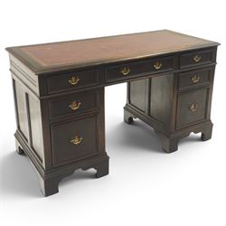 Titchmarsh & Goodwin style desk, rectangular top with inset red leather writing surface, c...