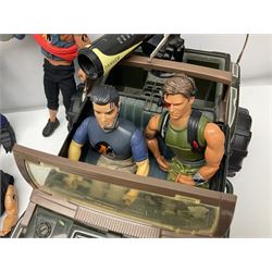 Action Man - Hasbro Strike Force Battle Tank by Sunny Smile; jeep; ten various period dressed figures; and quantity of weapons and other accessories including motorcycle etc