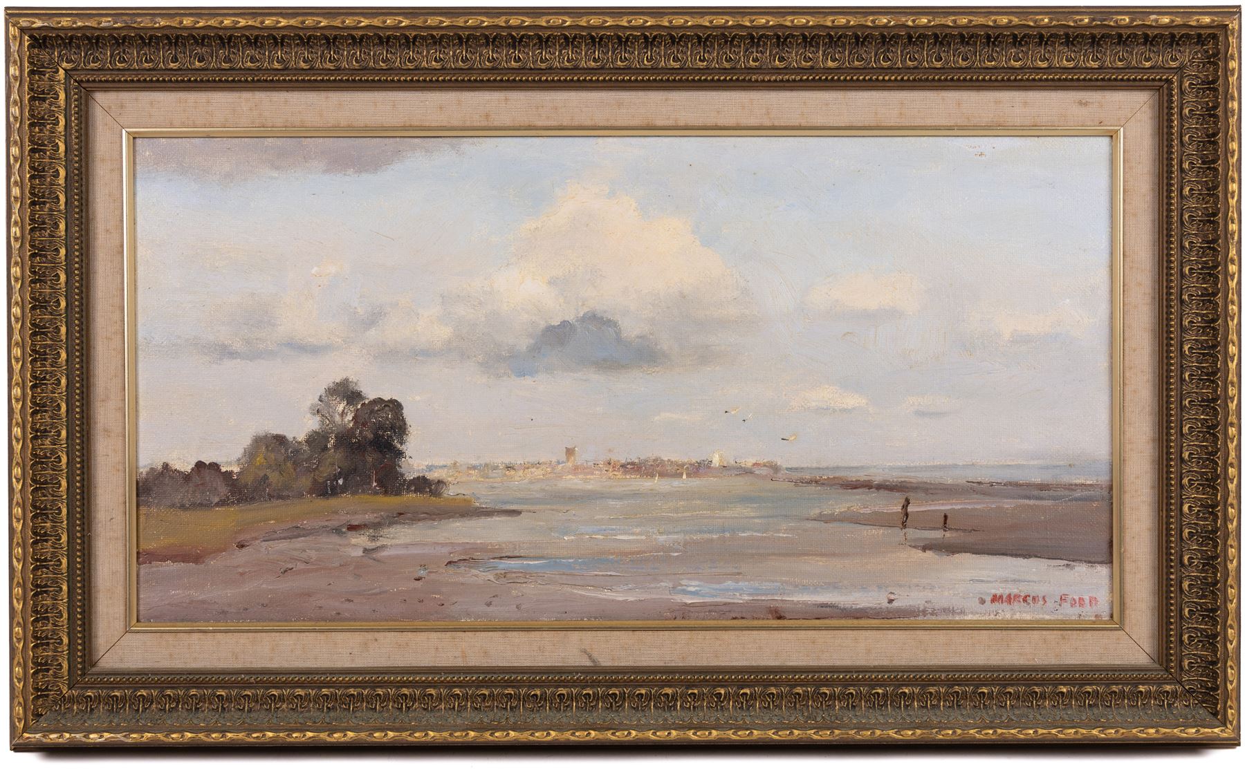 Marcus Ford (British 1914-1989): View towards Southwold, oil on canvas signed 30cm x 60cm 