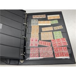 Stamps including various King George VI 12th May 1937 coronation, various 8th June 1946 Victory, various 1923-1948 Silver Wedding, Turks and Caicos Islands 'Raking Salt' mint marginal blocks of four etc, housed in two ring binder folders