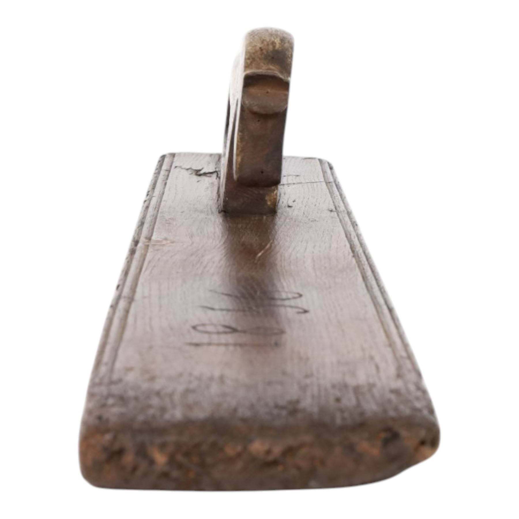 Mid 19th century Norwegian carved mangle board, dated 1856, of rectangular form with stepped edges, and carved dala horse handle, L63cm