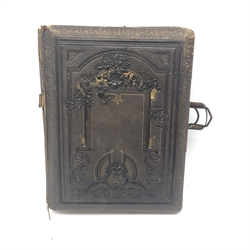  Victorian tooled leather bound musical photograph album,  colour lithographed pages with some monochrome photographs  