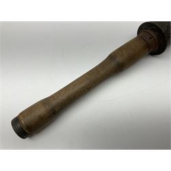 WW1 practice Mills bomb stamped 'A.L. & Co 1917 No.23 Mk.II' H10cm; and reproduction WW2 German stick grenade (2)