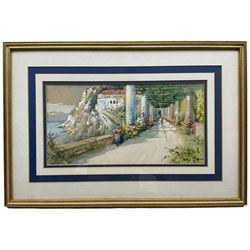 Michele Capuano (Italian 19th/20th century): The Amalfi Coast, watercolour signed 17cm x 33cm