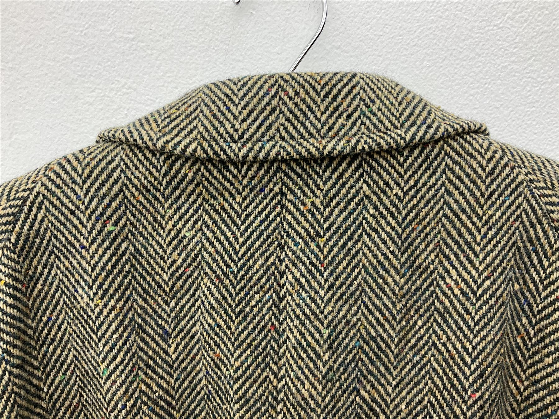 Men's Aquascutum lambs wool herringbone tweed coat with silk lining, 46 Reg, together with a further Men's Aquascutum grey wool duffle coat, with cheque lining and horn buttons, 46