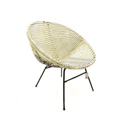 1960s retro basket weave tub chair