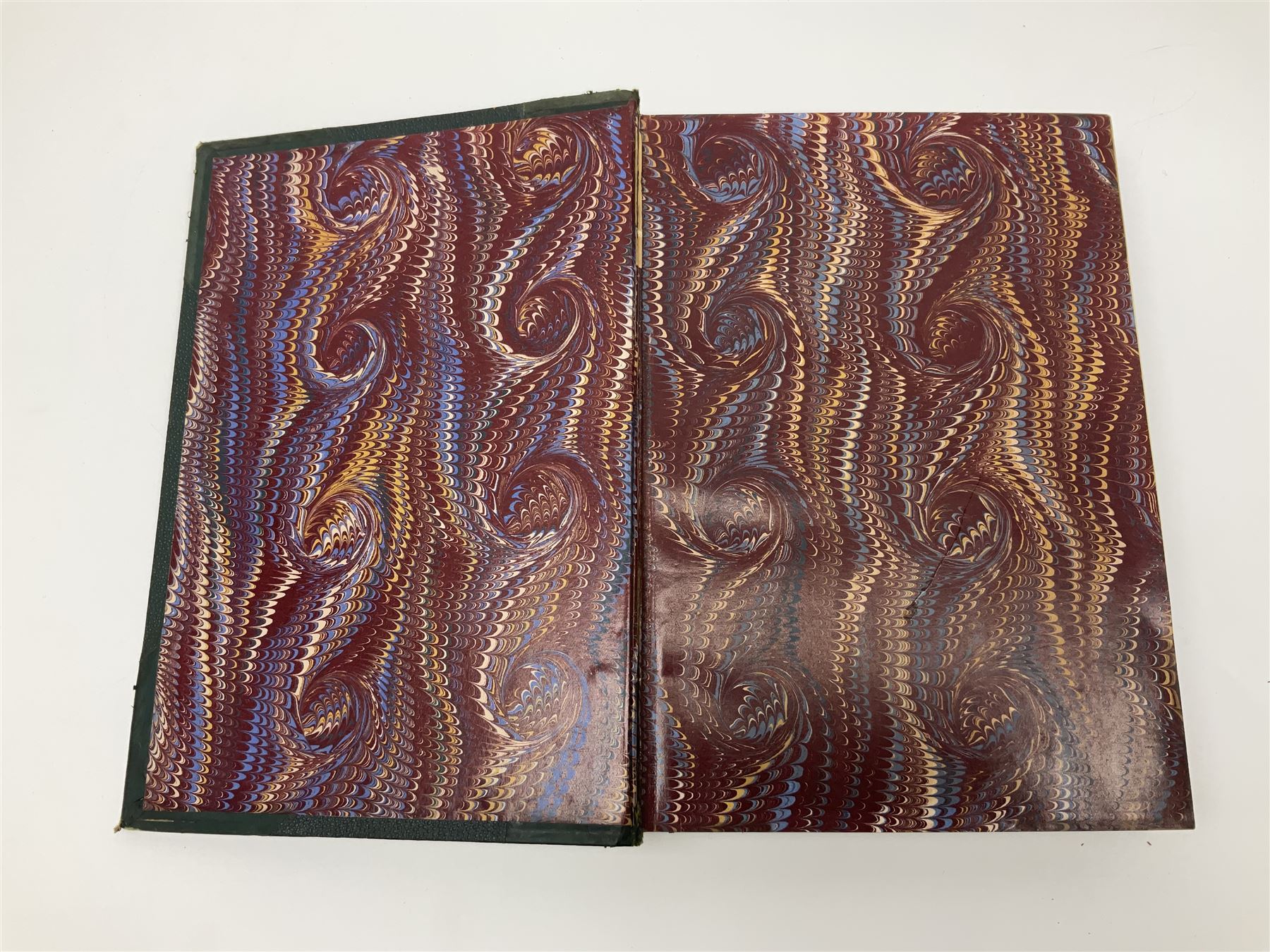 Three L Ruet etchings, together with two volumes of The Life and Times of Queen Victoria by Wilson 