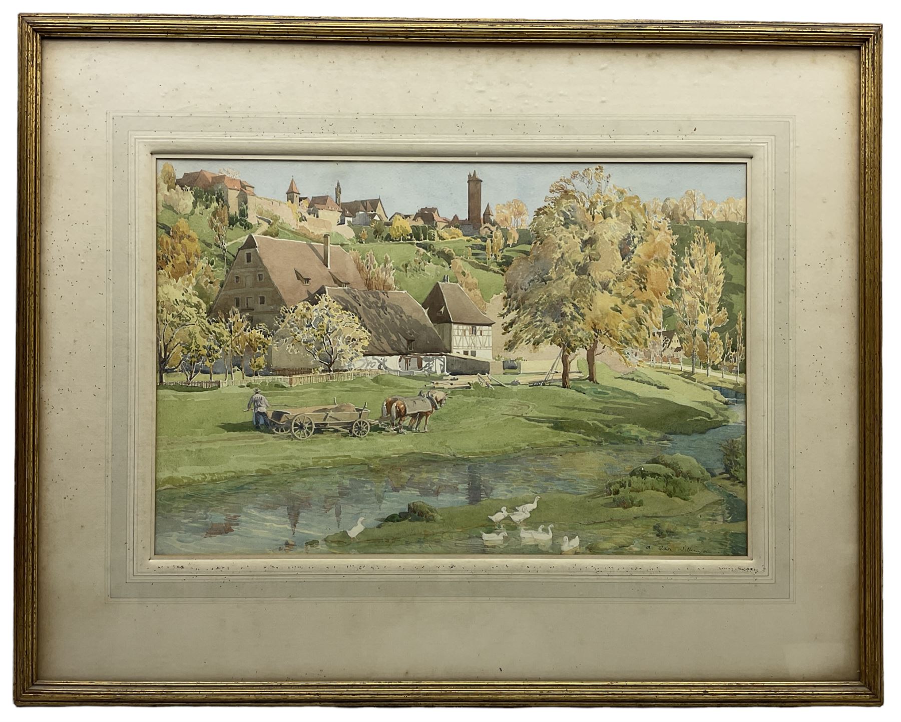 Alexander Gair Wilkinson (British 1882-1957): 'Old Farm' Landscape, watercolour signed, 'Fine Art Society' label verso dated 1936, 36cm x 54cm