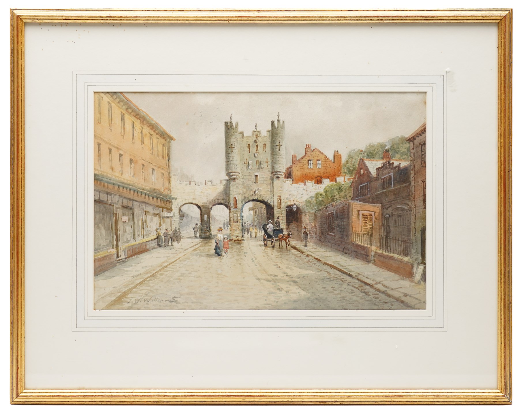 John Wynne Williams (British fl.1900-1920): Micklegate Bar - York, watercolour signed 23cm x 35.5cm
