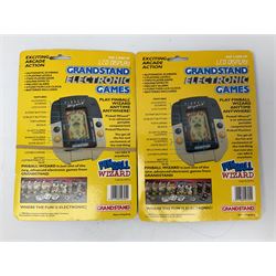 Collection of retro handheld games, including Nintendo Game & Watch ‘Snoopy Tennis’ (1982) and ‘Squish’ (1986) both with instruction booklets, Casio CG-600 ‘Star Invader’ with box, 3 in 1 LCD cartridge game including ‘Soccer’, ‘Invader’ and ‘Bomb Finder’ games, and two Grandstand ‘Pinball Wizard’ (1988) games, both with original boxes