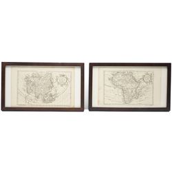 Robert 'Le Sieur' de Vaugondy (French 1723-1786): 'An Accurate Map of Asia', and 'An Accurate Map of Africa', pair mid-18th century engraved maps after the 'Atlas Universel' (1757), engraved by George Rollos, pub. John Barrow 'A New Geographical Dictionary', London c.1762, 21cm x 35cm (2)