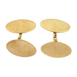 Pair of early 20th century 9ct gold oval cufflinks, stamped