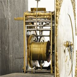 18th century oak longcase clock, brass and silvered dial by John Watson Kirby