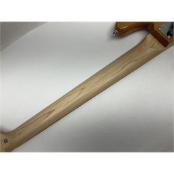 Fender Squier five-string jazz bass guitar; natural finish with Duncan Designed pick-ups; serial no.ICS11097557; L118cm