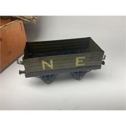 Hornby ‘0’ gauge - No. 0 Goods Set box containing clockwork LNER 0-4-0 locomotive with matching tender no.2710 in black and gold, originally from the No. 1 Goods Set; with NE open wagon, quantity of track, track clips, buffer and key 