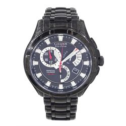 Citizen Eco-Drive Perpetual Calendar gentleman's black stainless steel quartz wristwatch, ...