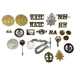 Two Services Rendered badges Nos.B23060 and B201341; two MSO BAOR (Mixed Services Organisation British Army of the Rhine) badges; small quantity of shoulder titles, lapel/sweetheart brooches, buttons and non-military related items