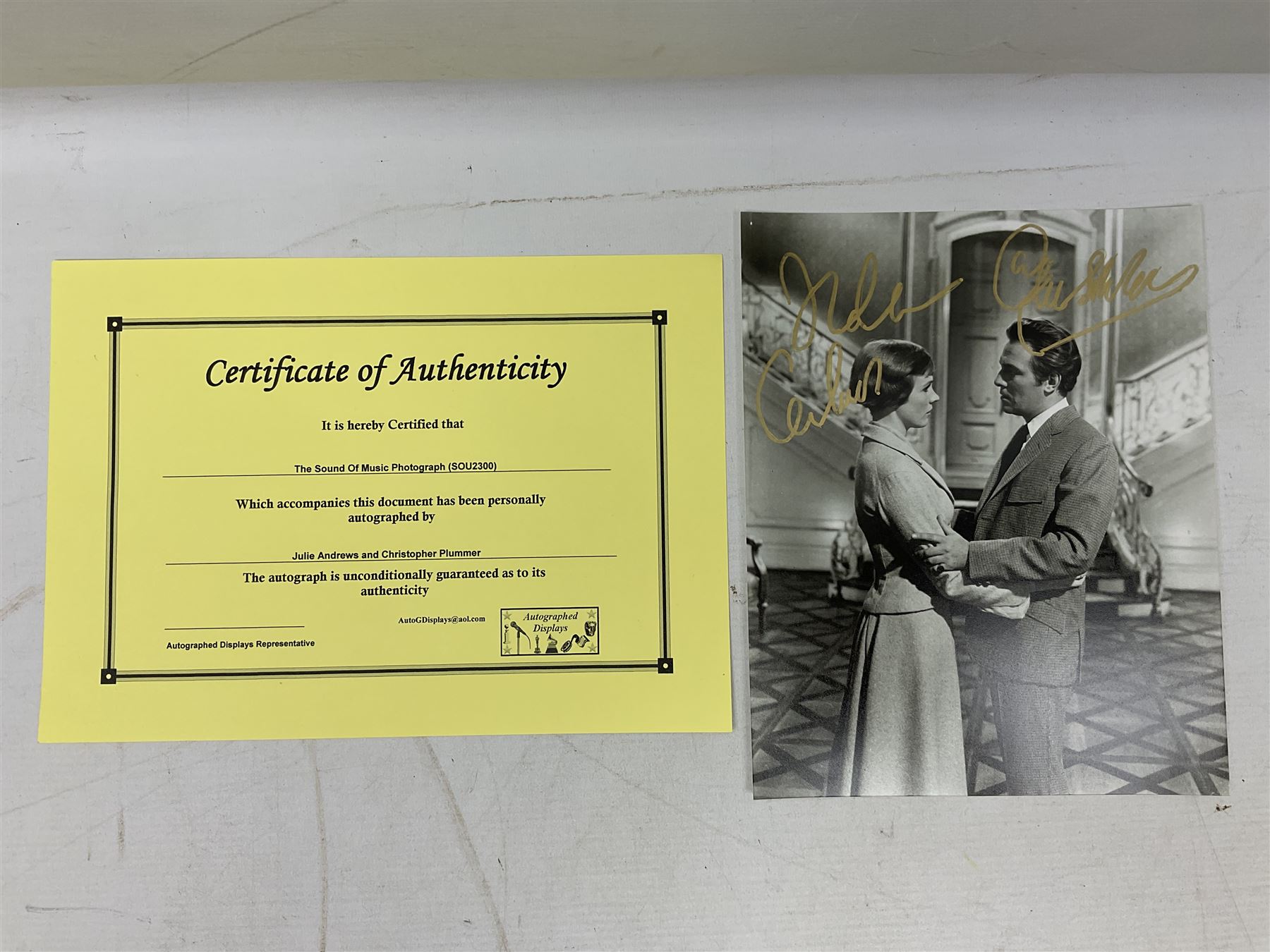 Dame Vera Lynn - collection of six signatures comprising TLS, album page and four colour photographs (including White Cliffs of Dover); signed photograph of John Mills; and signed photographs of film stars each with CoA including Bob Hope, Charlton Heston, Gene Autry, Sound of Music Julie Andrews and Christopher Plummer and Joanna Lumley