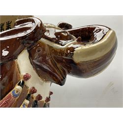 Oriental style ceramic garden seat in the form of an elephant, H55cm