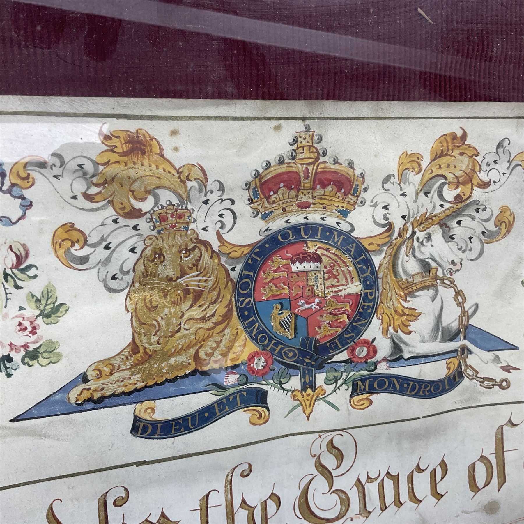 Large 18th century framed and glazed Indenture for King George III to George Rivers, Lord Rivers of Straths Saye, including frame H92.5cm L107.5cm