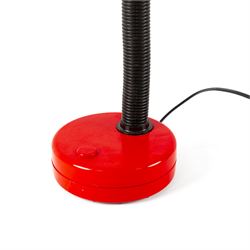 1970's Hanimex red table lamp, with adjustable flexible arm, approximate H55cm 