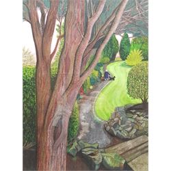 Liz Marsh (neé Clarke) (Northern British Contemporary): 'Eventide', mixed media signed and dated '04, titled verso with artist's address label 46cm x 34cm