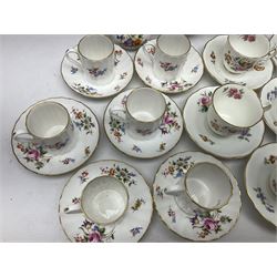 Royal Worcester Roanoke pattern coffee service, including coffee pot, coffee cans and saucers, milk and sugar bowl, together with Coalport Junetime pattern teacups and saucers