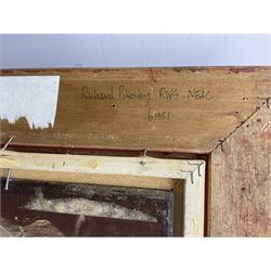 Richard Pikesley RWS PPNEAC (British 1951-): Portrait of a Lady, oil on panel unsigned, indistinctly titled and attributed verso 24cm x 19cm