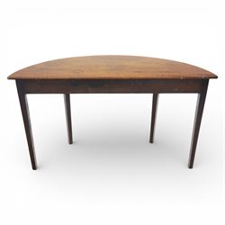 Georgian inlaid mahogany demi lune console table, with inlaid frieze and shell motifs, on square tapering supports 