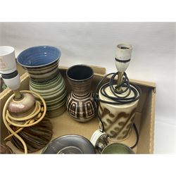 Collection of Cinque Ports and similar pottery, to include six table lamps, large jug, vases, etc 