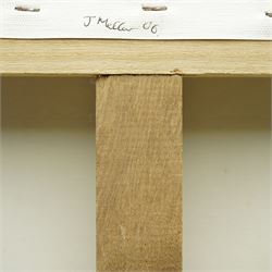 Judith Mellor (British Pop Art Contemporary): 'She Tried Again but there was still no reply', oil on canvas inscribed, signed and dated '06 verso 76cm x 92cm