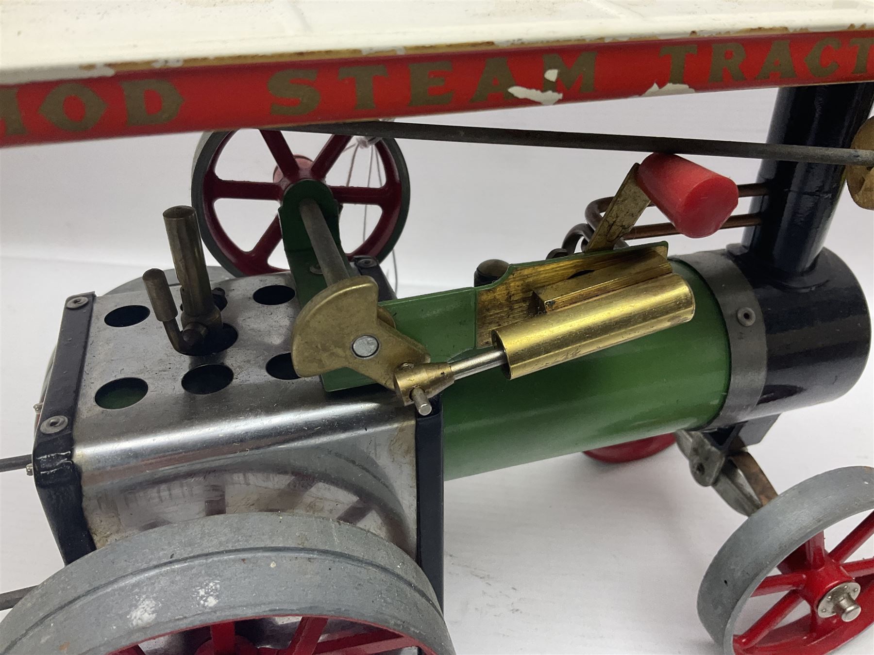 Mamod TE1A live steam traction engine with burner, scuttle and steering rod; boxed