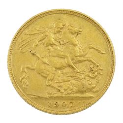 King Edward VII 1907 gold full sovereign coin