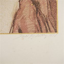 David Oxtoby (Yorkshire Pop Artist 1938-): Mick Jagger (Rolling Stones) - 'Golden Years' 'Jaggin' and 'Jagger Sketch', lithograph and etching in colours and pen and ink sketch signed titled and dated 1978 & '74 in pencil and pen, numbered 2/30 AP & 6/10 artists proof, respectively, max 68cm x 56cm (3) (unframed)