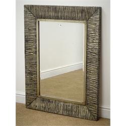  Rectangular silvered naturalistic bevel edge mirror, W79cm, H104cm  