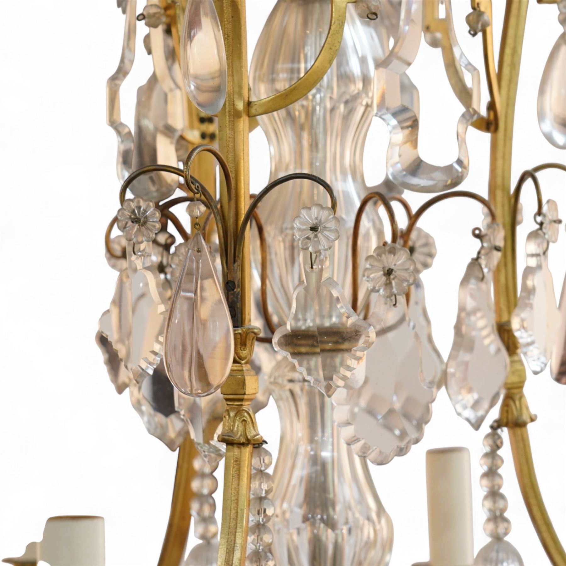 Pair of early 20th-century French-style gilt metal and cut glass six ...