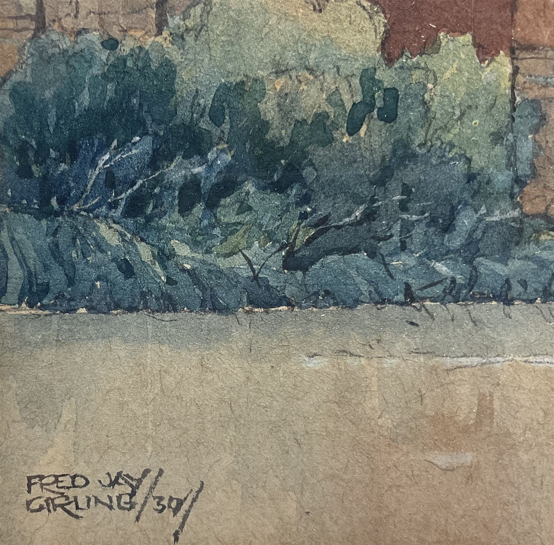 Fred Jay Girling (British 1900-1982): Durham, watercolour over pencil on buff paper signed and dated 1930, 27cm x 38cm