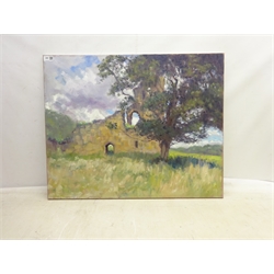  Neil Tyler (British 1945-): Ayton Castle near Scarborough, oil on canvas signed 61cm x 76cm (unframed)  