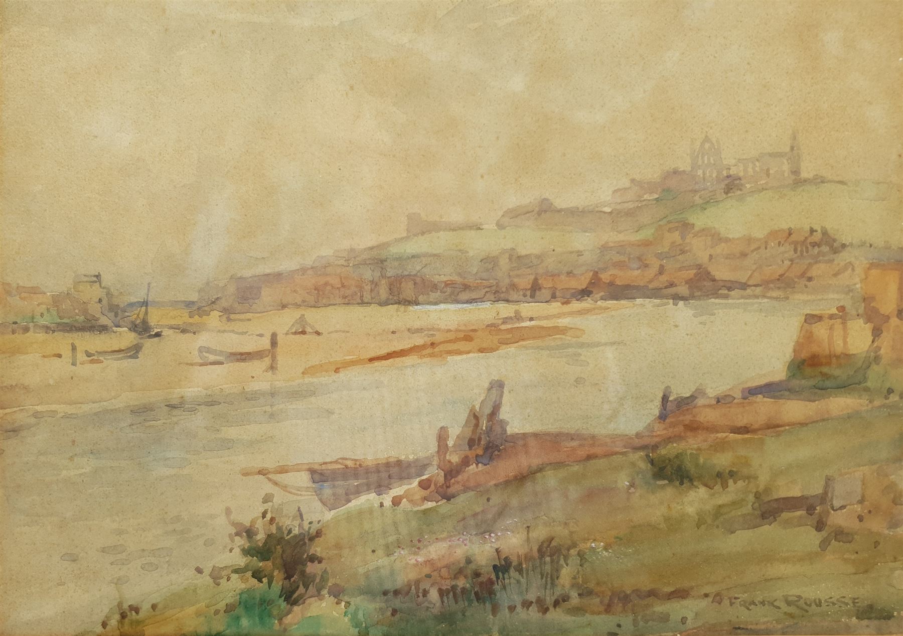 Frank Rousse (British fl.1897-1917): Whitby from Divinity Flat, watercolour signed 24cm x 33cm