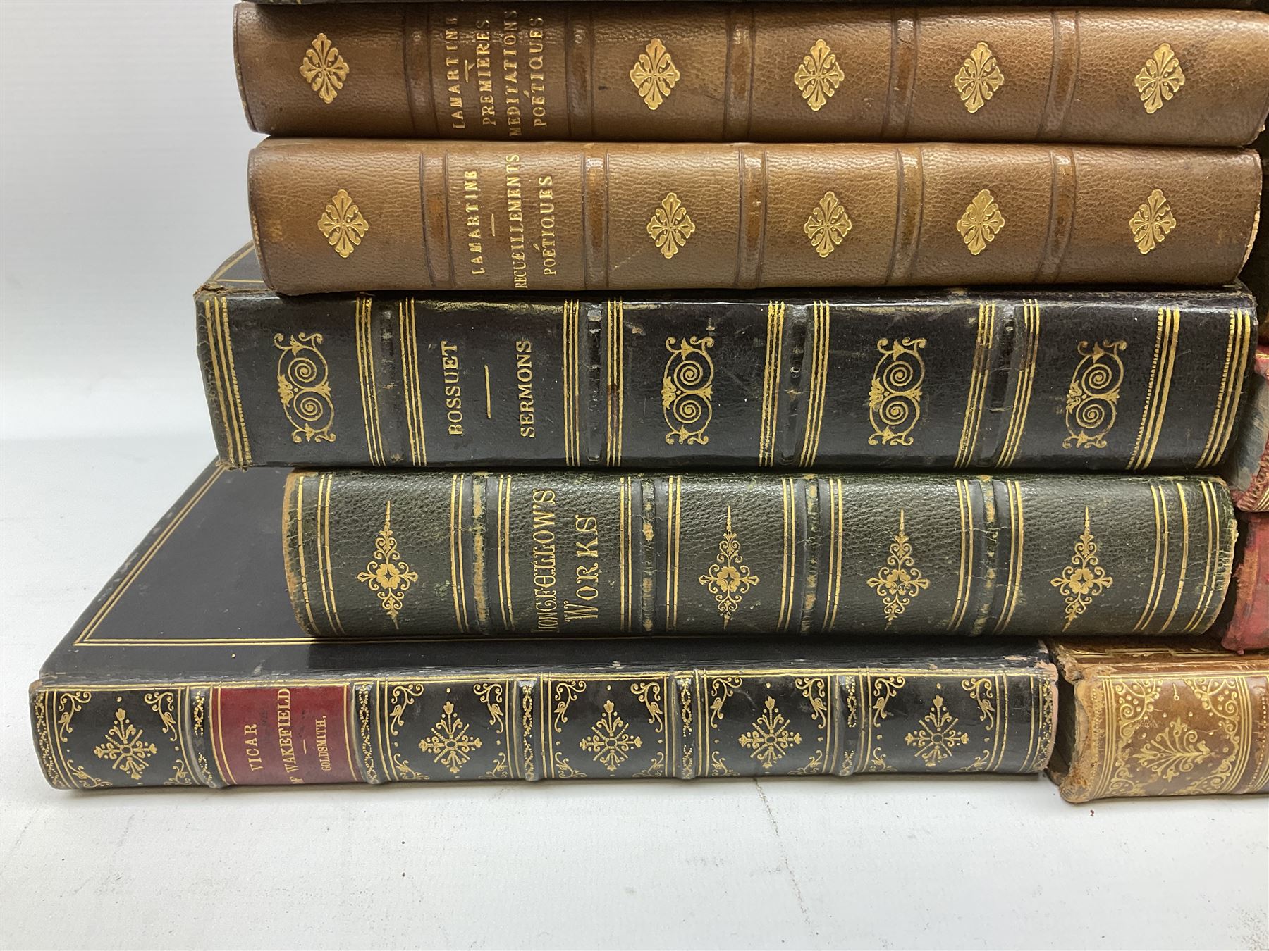 Twenty-seven 19th century leather bound books including The History of Napoleon Edited by R.H. Horne.1841; The Great Diamonds of the World by Edwin W. Streeter. 1882 Second edition; works by Voltaire; etc (27)