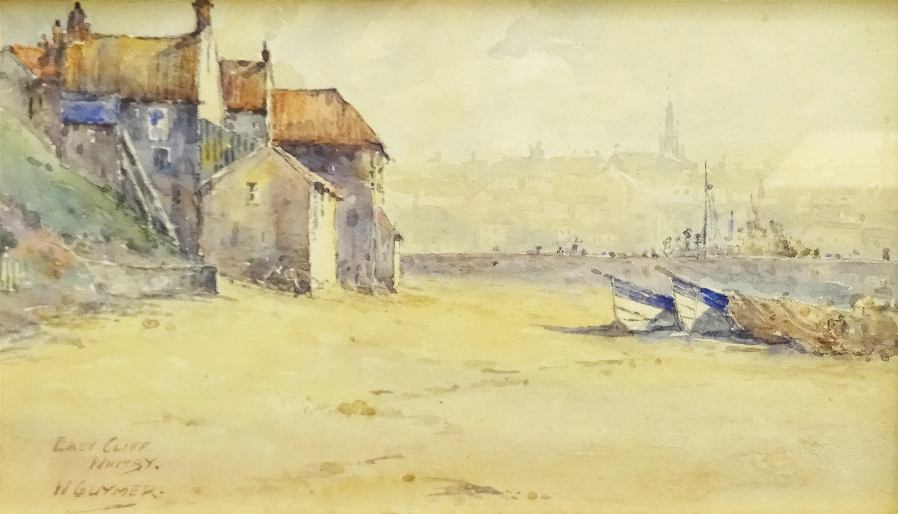 W Guymer (British exh.1921): 'East Cliff Whitby', watercolour signed and titled 13cm x 23cm
Notes: Guymer is listed as living at 231 Marton Road, Middlesbrough