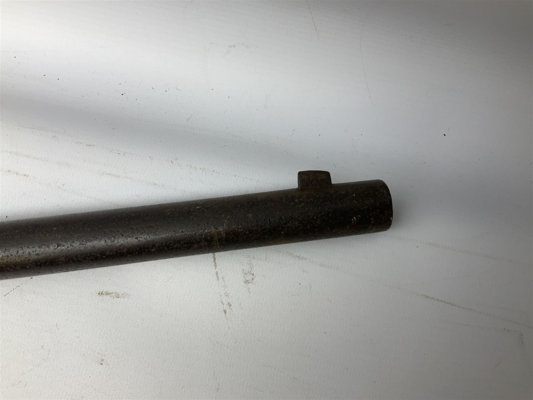 19th century 12-bore single barrel shotgun with Krnka/Werndl type action (converted from a percussion action rifle) with 77cm barrel, L122cm overall RFD ONLY