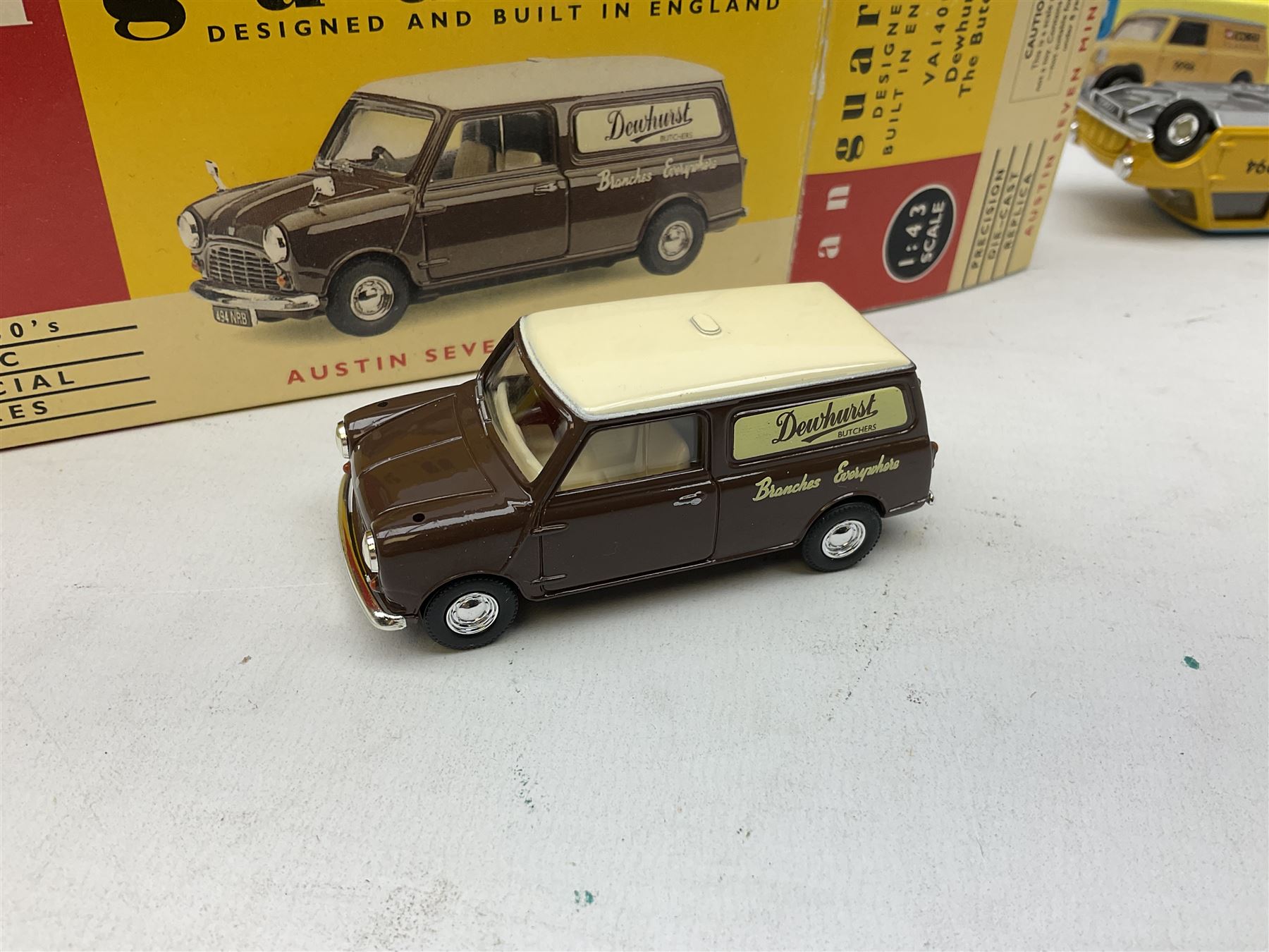 Various makers die-cast Mini cars - Cararama set of five; TechniToys SCX Vintage limited edition Mini Cooper; M&S Mini Cooper set; various Corgi including Mr. Bean; Vanguards Austin Seven mini van etc; all boxed (10)