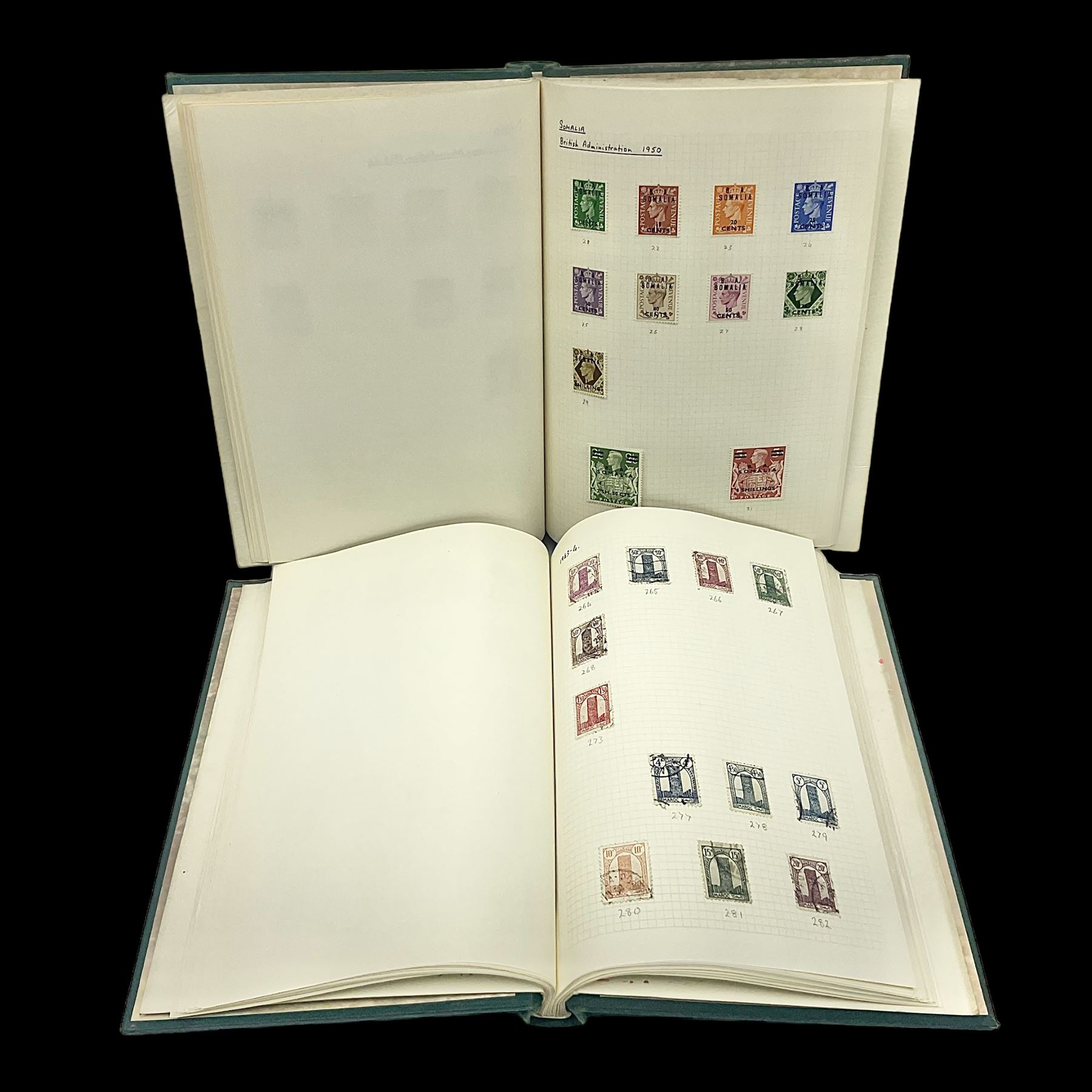 Stamps including British occupation of Italian Colonies overprints, French Morocco stamps with Tanger overprints, surcharges etc, housed in two albums