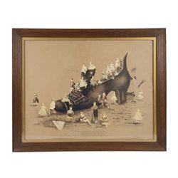 Victorian photocollage, 'There was an old woman who lived in the shoe', watercolour, penwo...