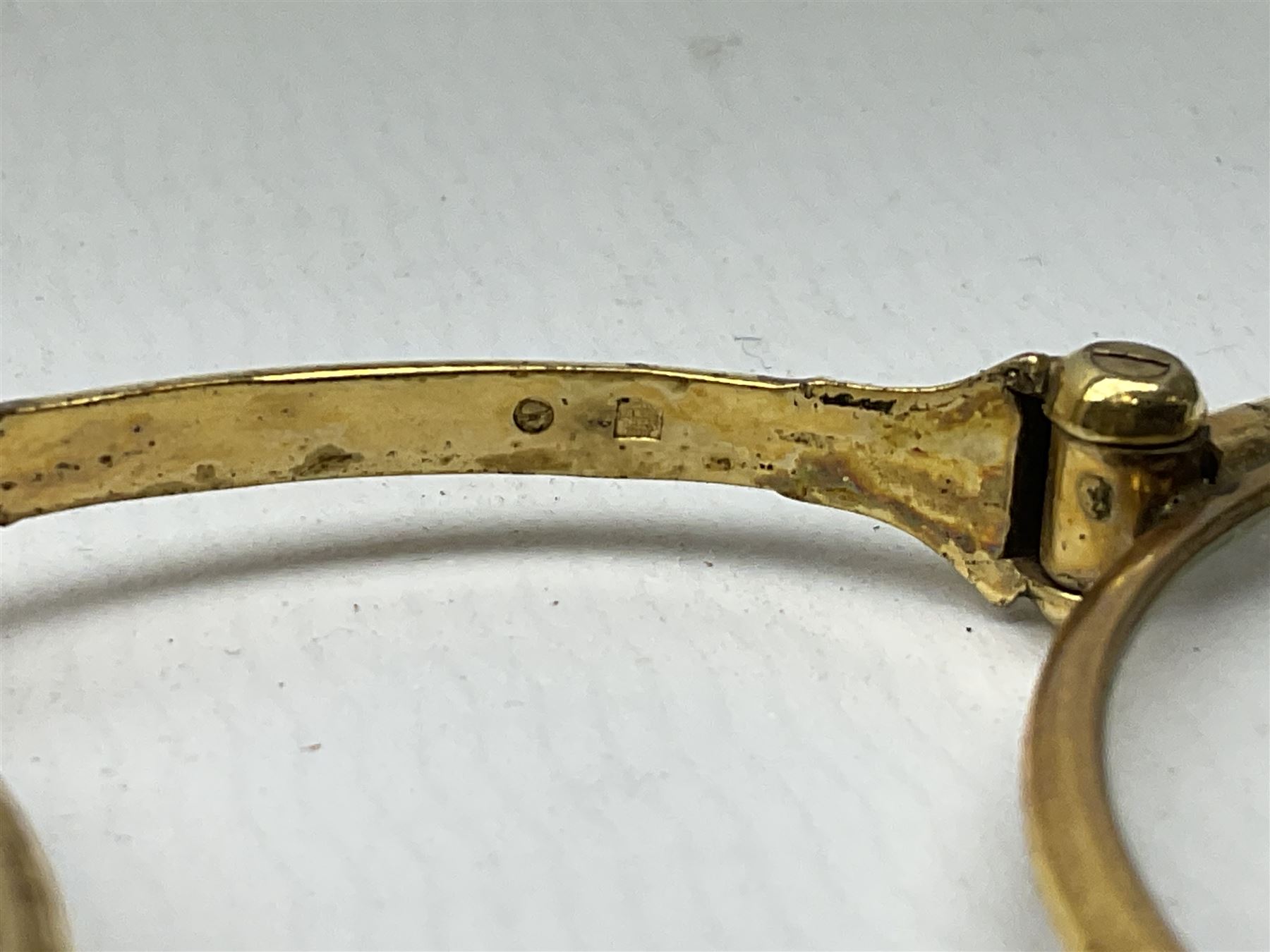 Victorian gold plated lorgnette glasses, 11cm and further set of six gold plated teaspoons stamped Sweden