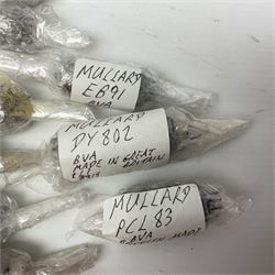 Collection of Mullard thermionic radio valves/vacuum tubes, including DY802, EBF80, PLF80, DY802, PL84, approximately 30