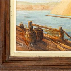 JCU Tuck (British 20th century): British Sailing Yacht, oil on board signed 40cm x 55cm